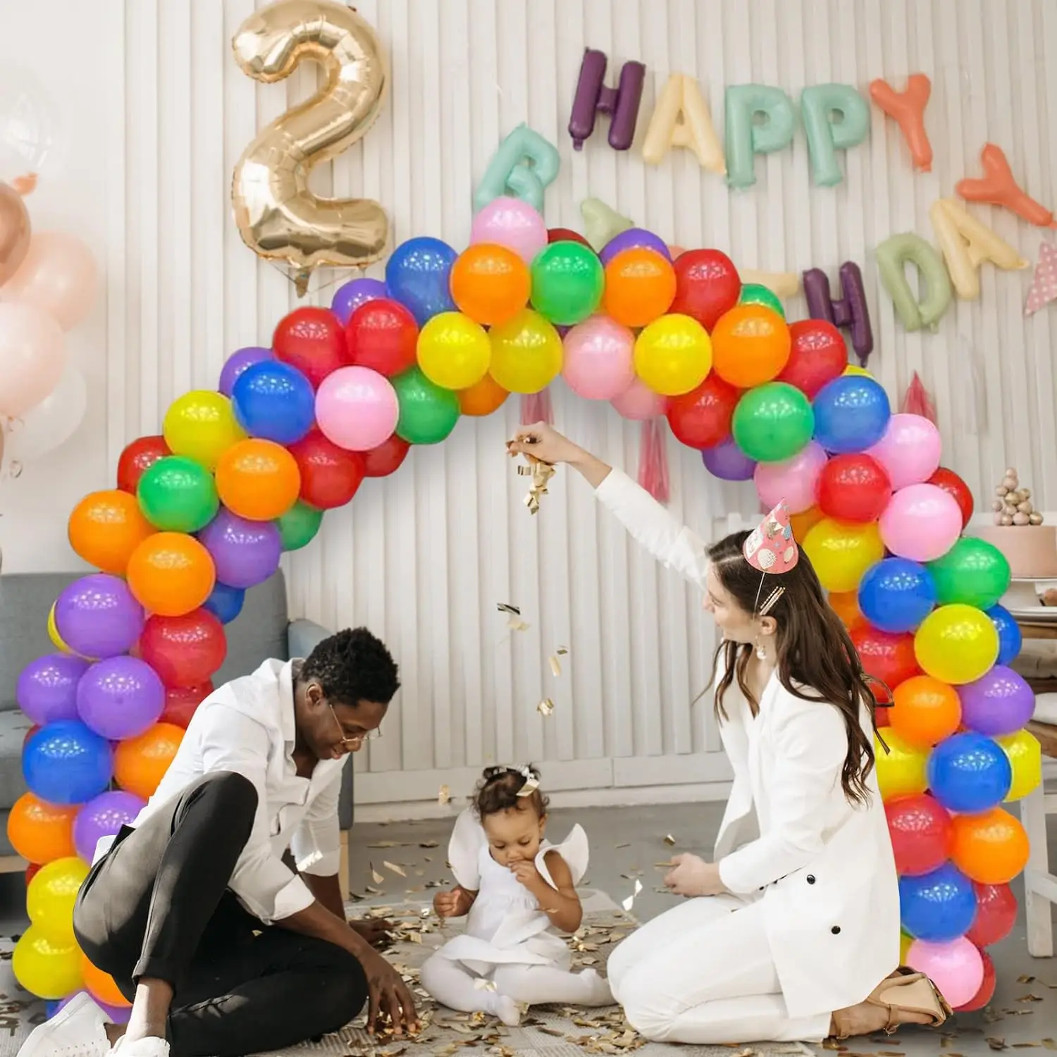 100Pcs Balloons Assorted Colors,12 Inch Latex Party Balloons for Birthday Party, Light Multi Color Rainbow