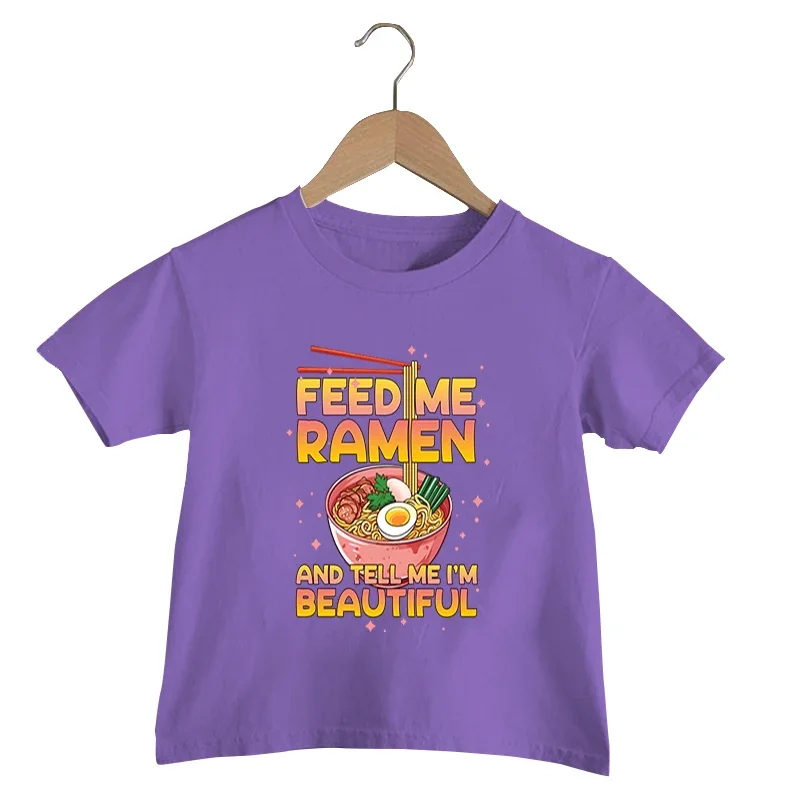 

Feed Me Ramen Beautiful Print T-Shirts Baby Boys Japanese Ramen Shirt Kids Funny T Shirt Summer Cartoon Girls Clothes TShirt