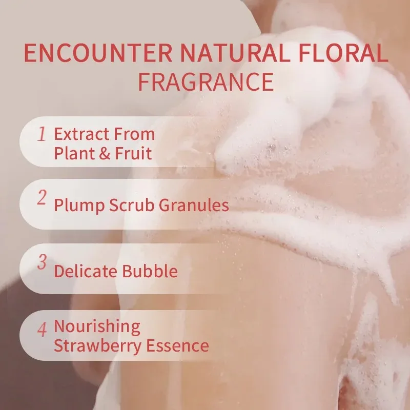500ml Tropical Fruity Anti-Acne Brightening Exfoliating Body Wash with Scrub Granules Shower Gel