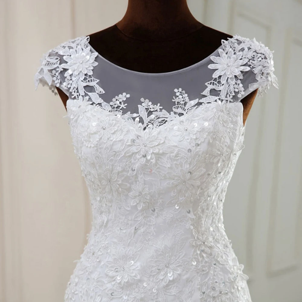 Customized Mermaid Women Wedding Dresses Appliques Sequins Court Train Bridal Gowns Formal Vestido De Noiva robe de mariée 3