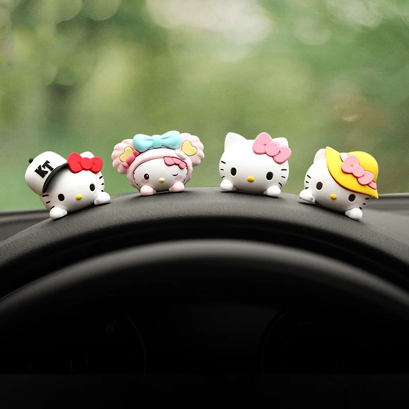 

Kawaii Sanrio Hello Kitty Car Accessories Cartoon Popular Auto Interior Jewelry Center Console Ornaments Dashboard Decorations