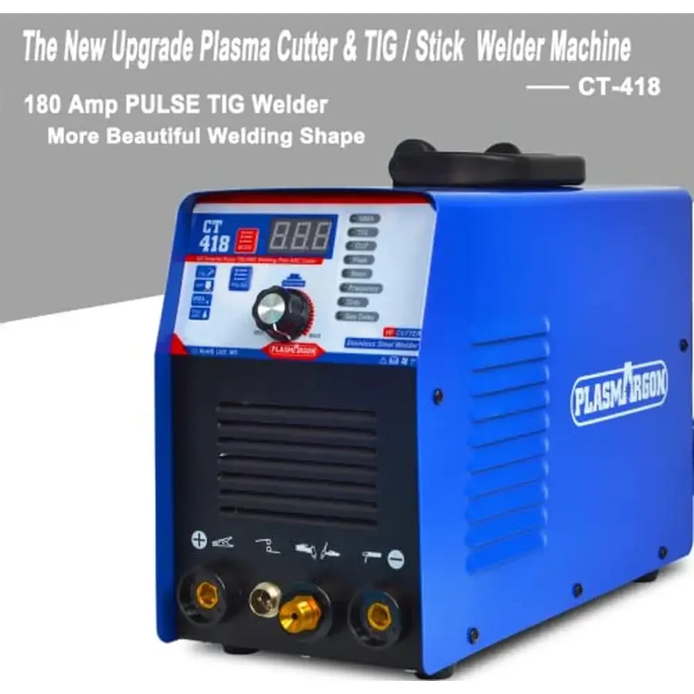 Plasma Cutter TIG Welder Pulse Stick Welder 3 in 1 Combo Machine 180A Arc Cutting Torch Aluminum Stainless Steel Nickel Compact 5