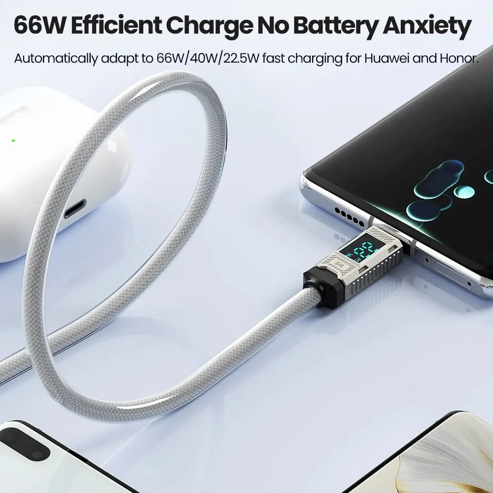 Toocki 6A USB-C Fast Charging Cable with 66W Power and Display