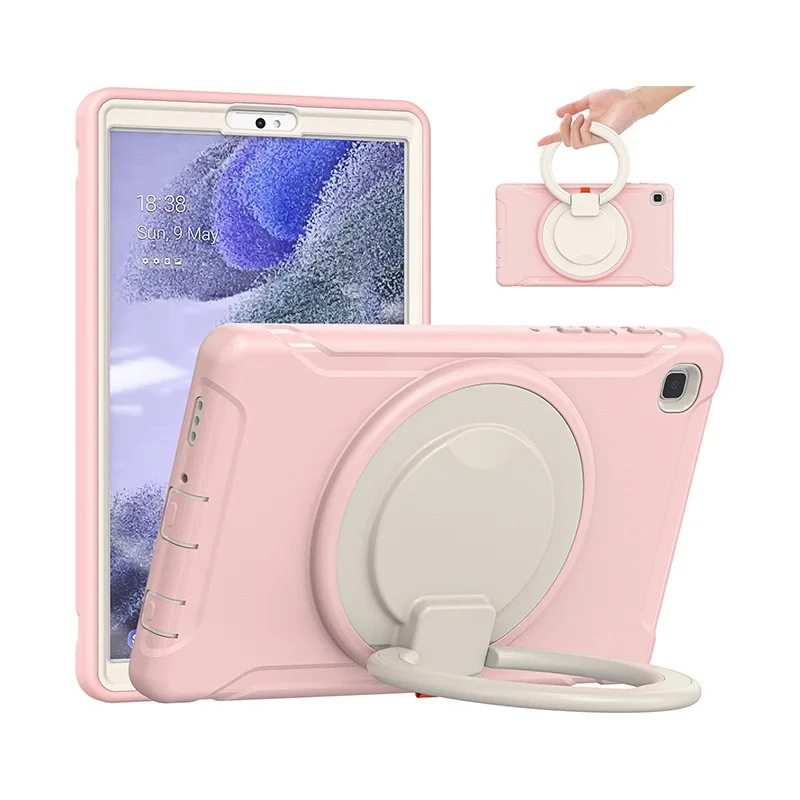 

Case For Samsung Galaxy Tab A7 Lite T220/T225 PU Shockproof Rotating Ring Portable Bracket Protective Cover For Girls