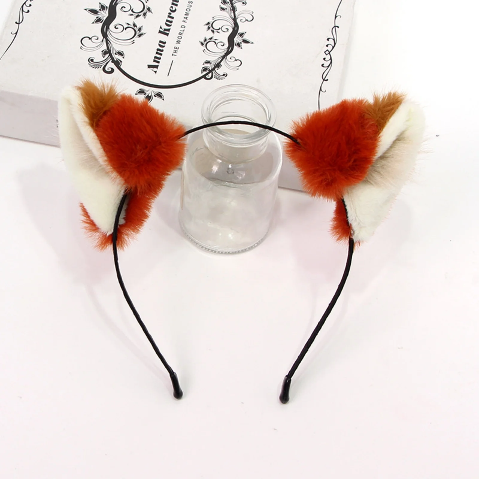 1PC Fox Ear Plush Headband, Orange White Fuzzy Animal Hair Hoop, Cute Daily Hair Accessories, Stylish Party Hair Decor