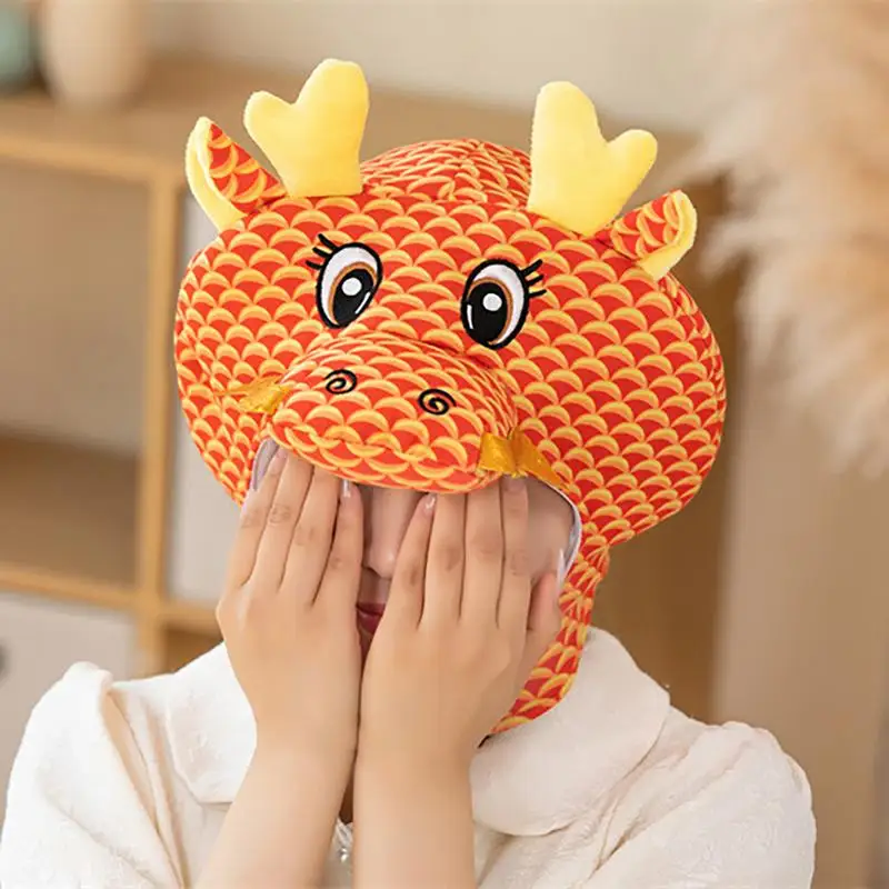 Dragon Costume Accessories Cartoon Dragon Headgear for Chinese New Year Breathable Head Cover for Cosplay Role Play