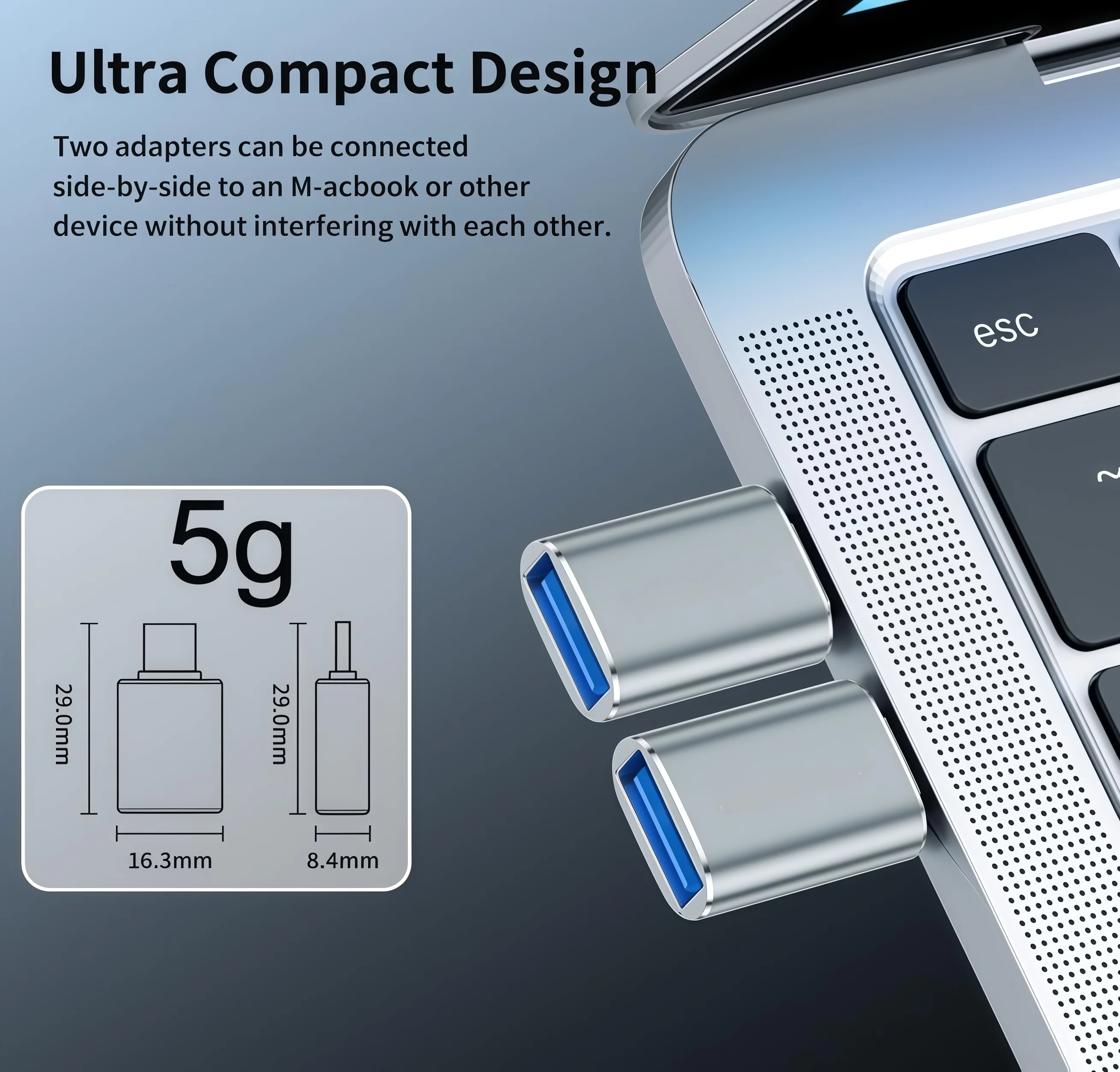 USB C-USB 어댑터 USB 3.2 암-타입C 수 OTG 어댑터, 100W 고속 충전 10Gbps 전송, 맥북 프로/에어 등에 사용 가능