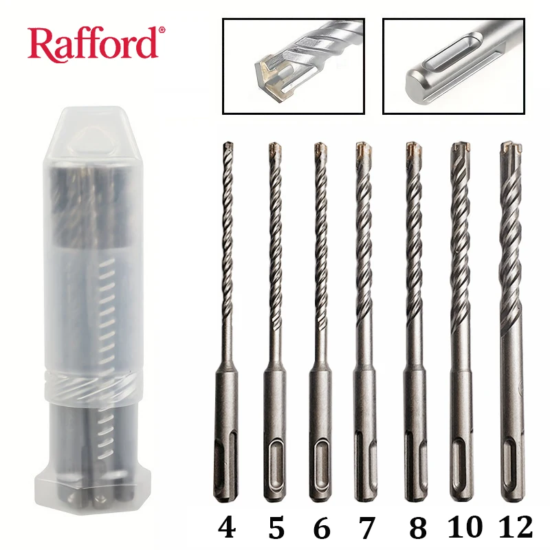 SDS Plus Drill Bit Set 7 Pieces, Concrete Drill Bit 110mm(Diameter4, 5, 6, 7, 8, 10,12mm), Hammer Drill Bit with 4 Cutting Edges