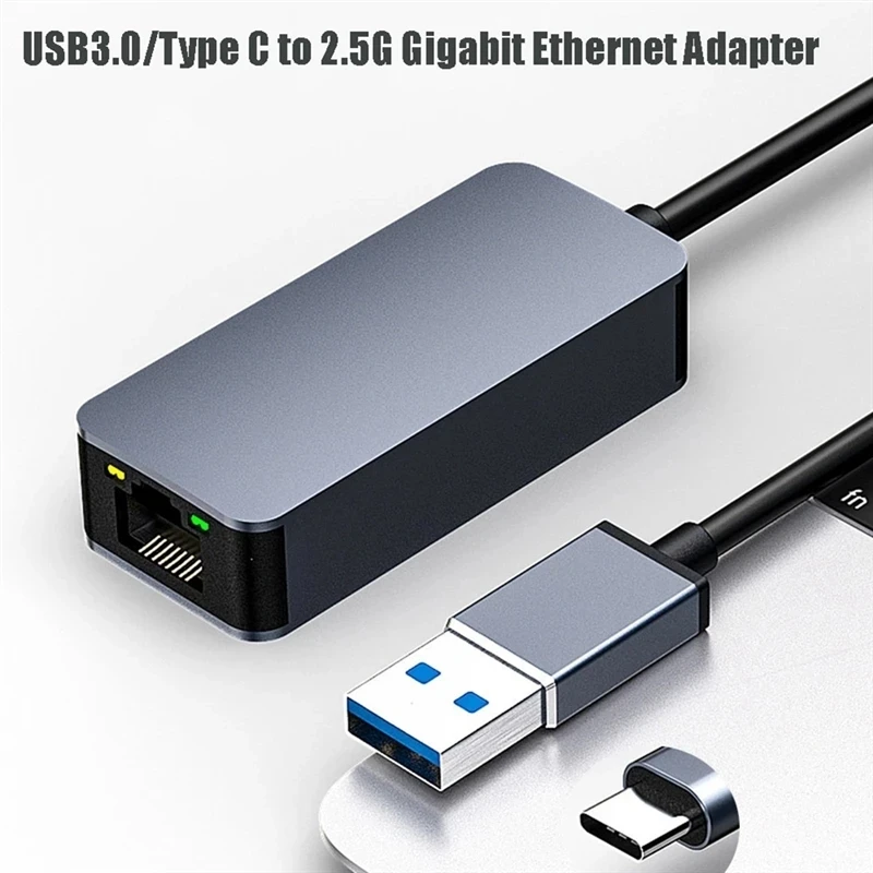 USB 3.0 C타입 이더넷에서 RJ45 2.5G 유선 어댑터 변환기, LAN 네트워크 허브, 윈도우 7, 8/10 MAC용, PC 노트북용, 2500Mbps
