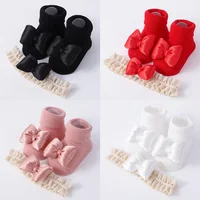 Lovely Bow Baby Headband Socks Set Non Slip Cotton Princess Sock Newborn Hair Band Infant Girl Hair Accessories Gift 6