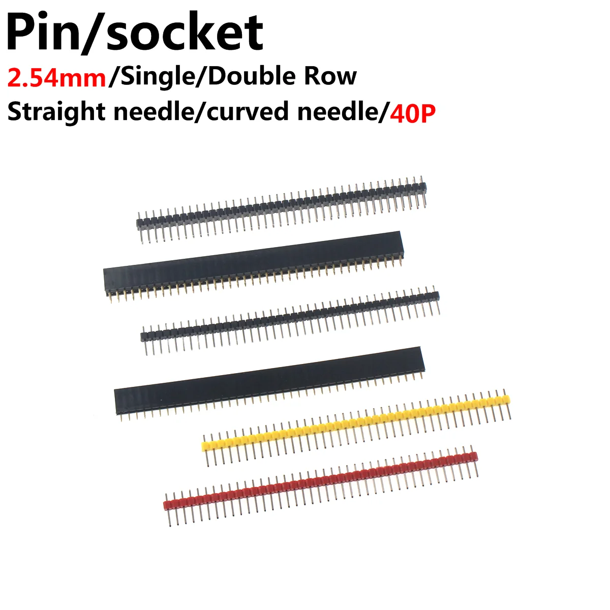 40Pin 2.54mm Connector Header Needle Gold Plated 1x40 Golden Pin Single Row Male Female 2.54mm Breakable Pin Connector Strip