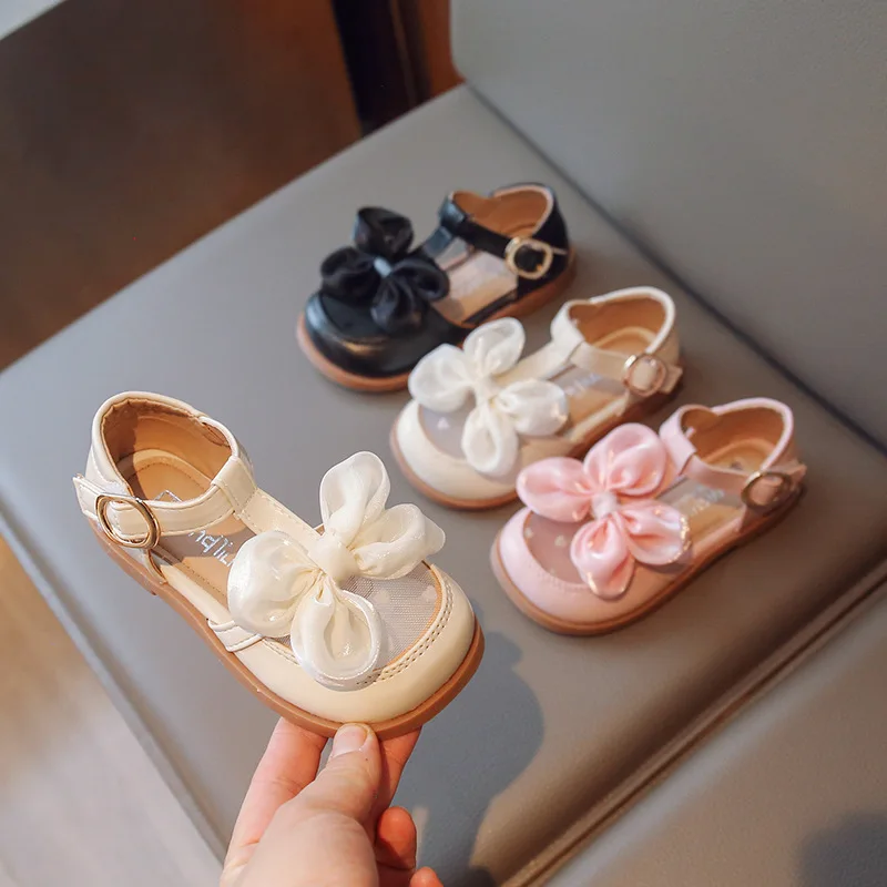 

T-tied Lace Vamp Designer Sandals for Girls Pretty Love Embroidery Children Shoes Girl Sandals Butterfly-knot Dance Shoes