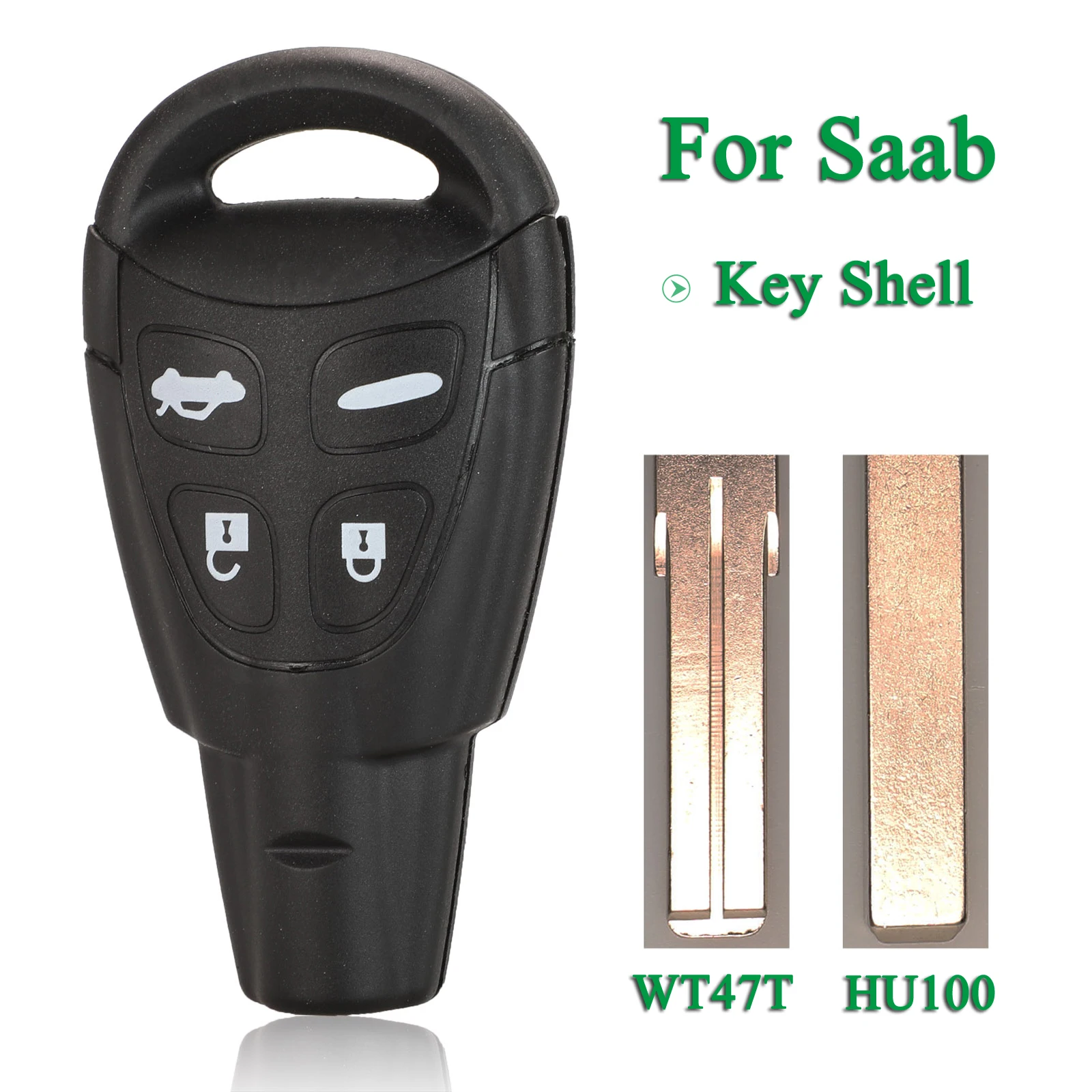 

jingyuqin 4 Buttons For Saab 9-3 93 2003-2007 Fob Remote Smart Car Key Shell Case Uncut WT47T / HU100 Blade Replacement
