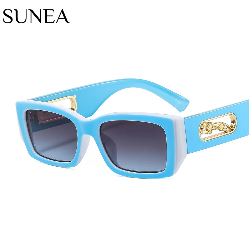 

Women Sunglasses Fashion Rectangle Sunglass Cheetah Decoration Sun Glasses Retro Men UV400 Gradients Gray Shades Eyewear