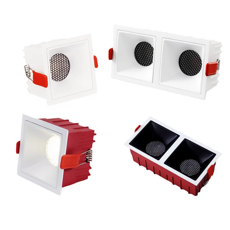 

Recessed LED spot Lights Square anti-glare single and double head grille Lights COB Downlights 9W 12W 15W Commercial lighting
