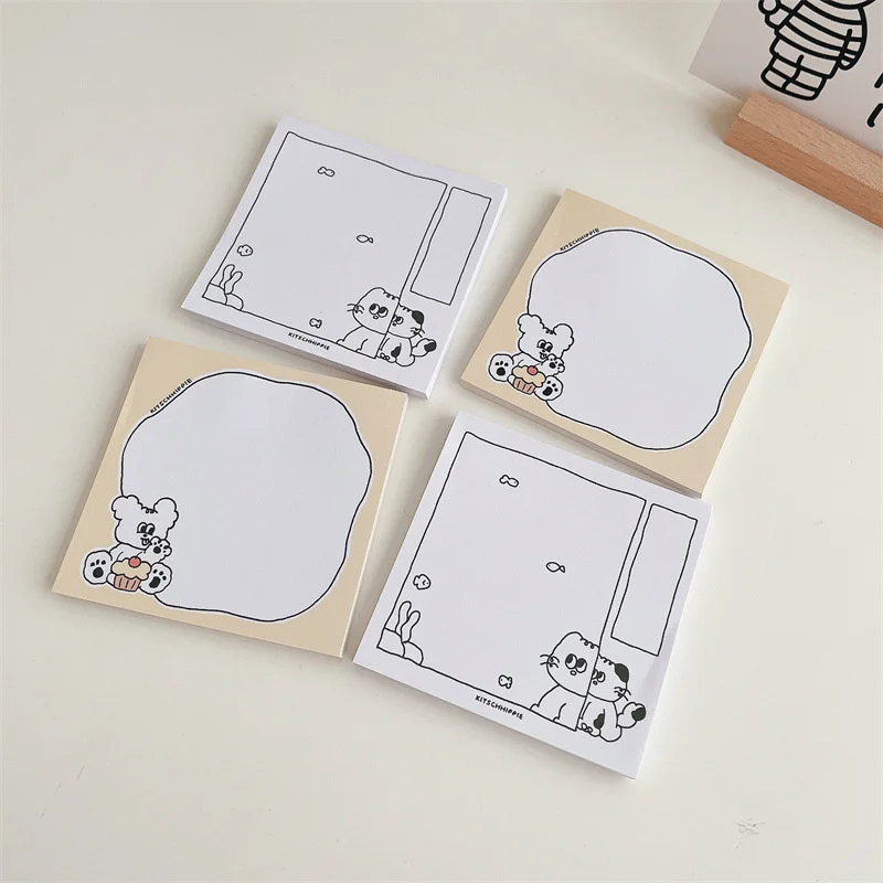 

Korean Ins Cartoon Cute Memo Pad Cat Bear creative Border Dialog Box Notepad Kawaii Message Paper School Stationery 50 Sheets