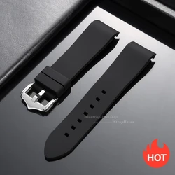 Deluxe Waterproof Sport Silicone Watch Strap - Curved End Wristband Accessory - 22mm (Black)
