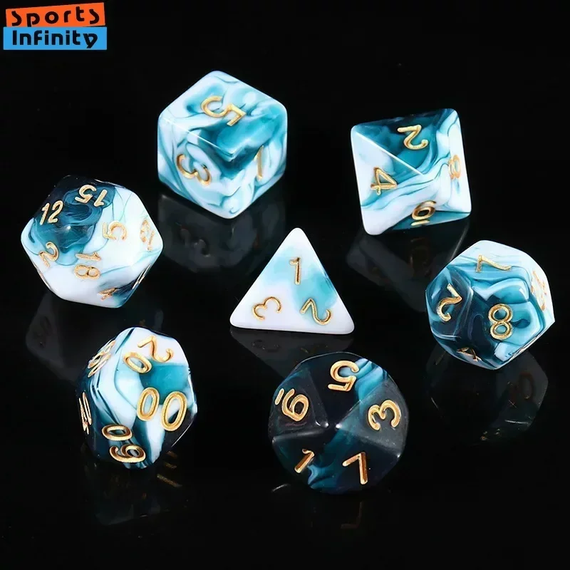 Colorful Polyhedral Dice D20 D12 D10 D8 D6 D4 7 Pcs COC RPG Board Game Running Group Acrylic Number Dice Kit Dnd Set