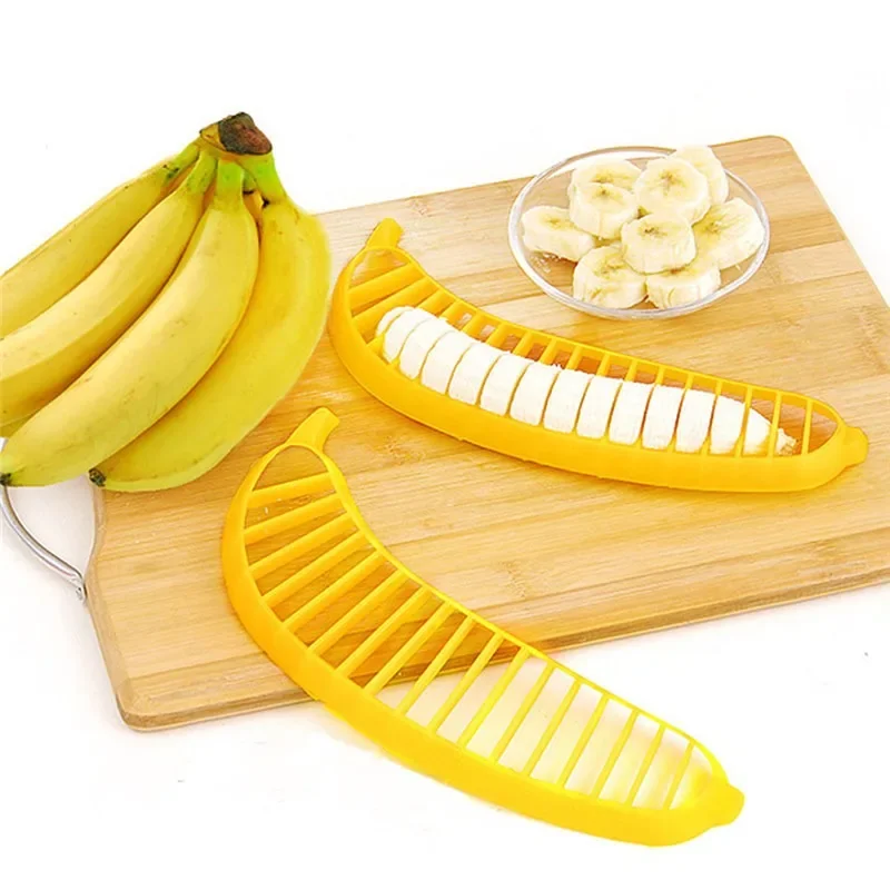 Kitchen Gadgets Plastic Banana Slicer Cutter Fruit Vegetable Tools Salad Maker Chopper Cooking Cut