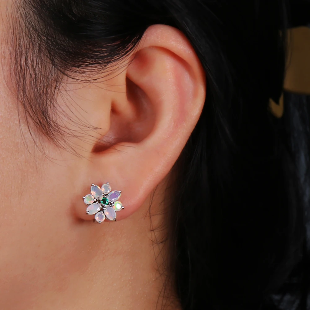 100% Natural opal emerald jewelry set 925 sterling silver gemstone earring Ring for women mom wife nice gift bolai 5