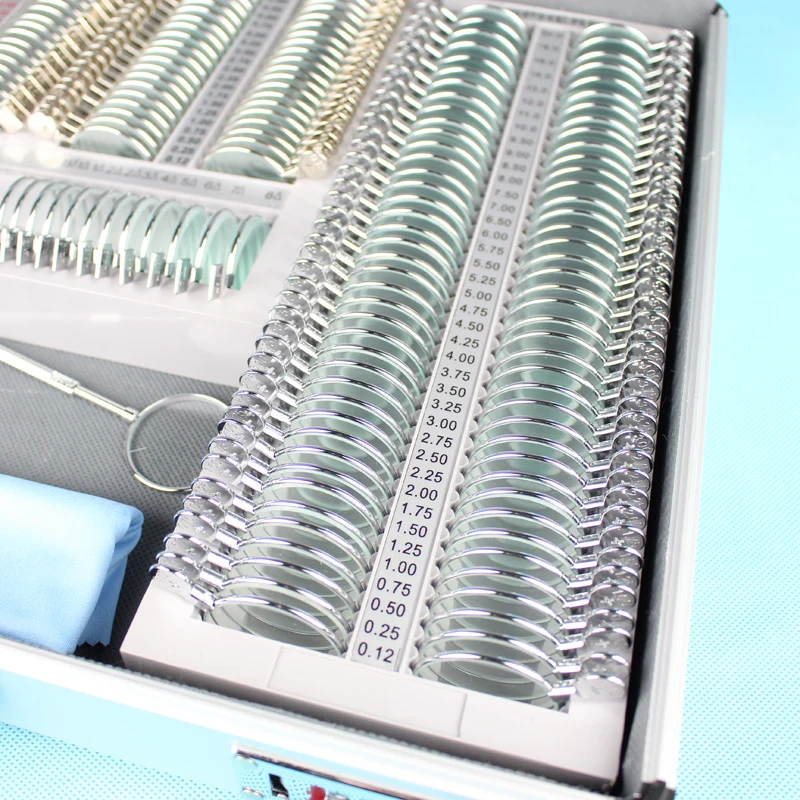 266 Trial lens set Optometry trial lens case Metal rim Aluminium case