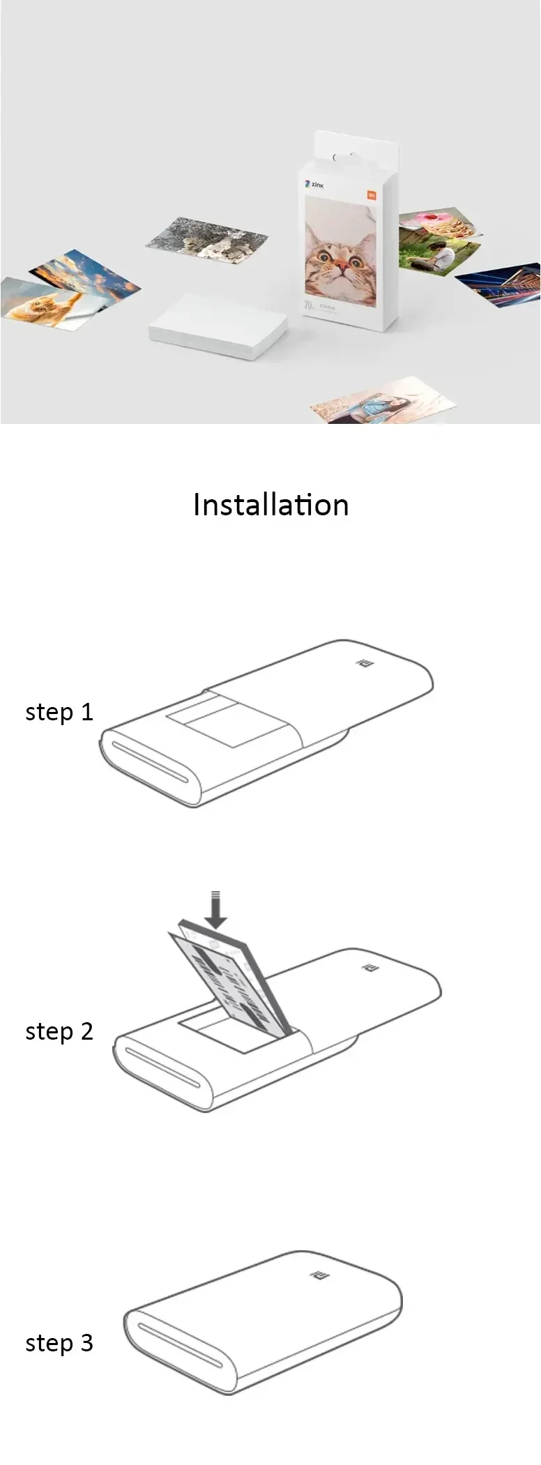 Description Picture 4 of item10/20pcs Sheets Original Iconic Brand ZINK Pocket Printer Paper Self-adhesive Photo Print For Iconic Brand 3-inch Mini Pocket Photo Printer