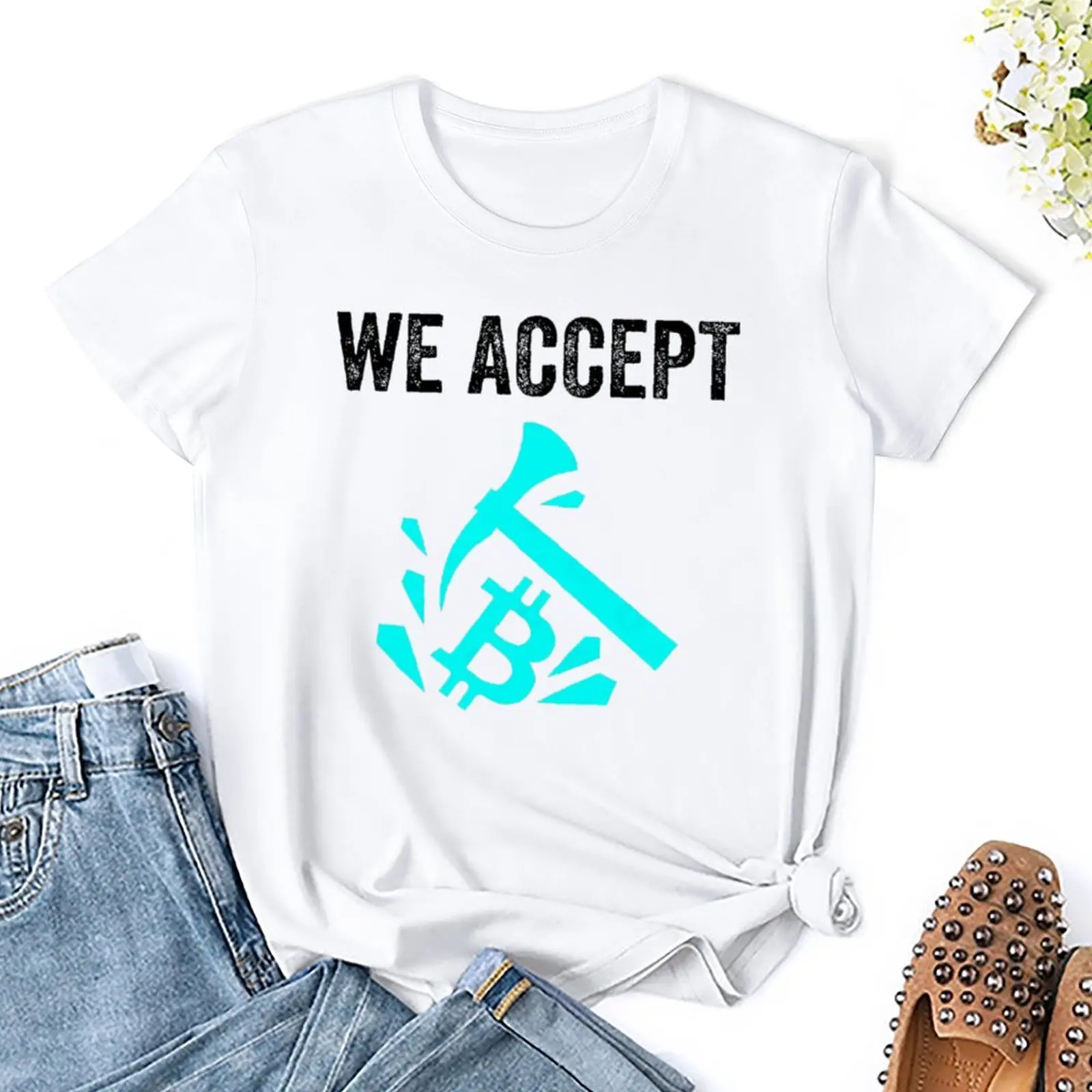 

We Accept Bitcoin We Accept Bitcoin Party New Design Sport Funny Graphic Vintage Top Tee Leisure Eur Size