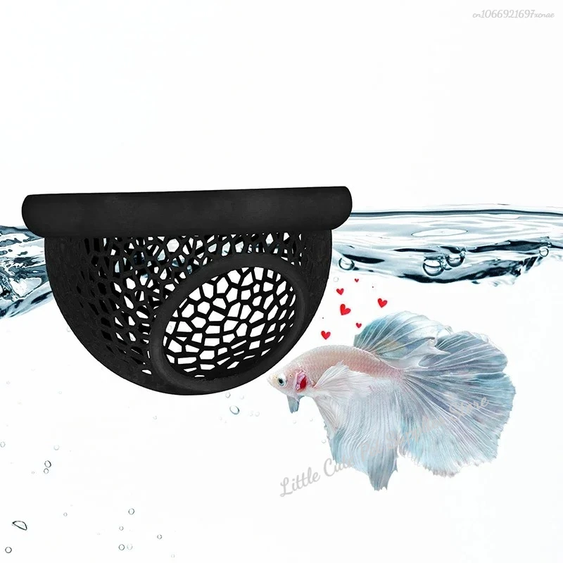 Aqaurium Floating Cave Fish Shrimp Hideout Shelter 3-in-1 Hammock Feeding Ring & Resting Spot for Betta Small Aquatic Pets