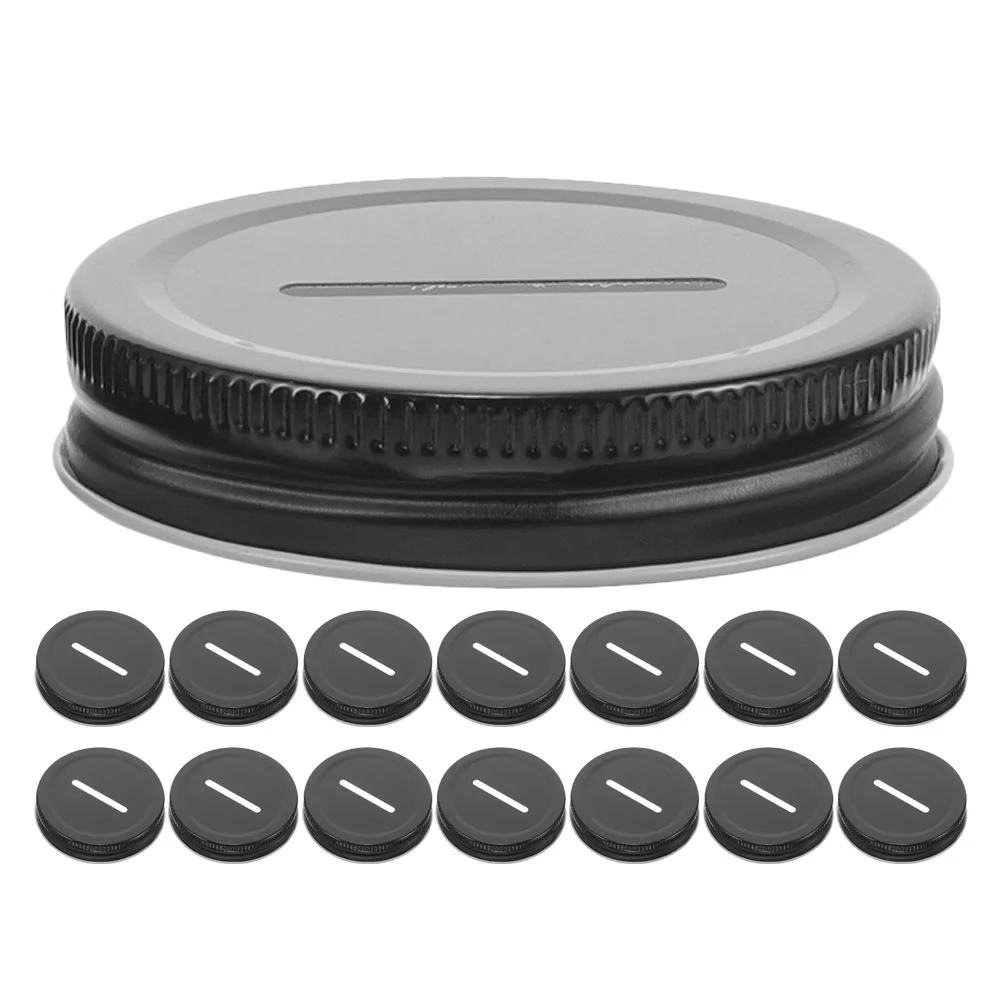 15Pcs Tinplate Covers Mason Jar Coin Bank Canning Lids Money Jar Caps Wide Mouth Jar Lids Regular Mouth Jars Home Decor Money 4