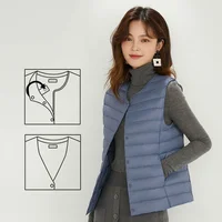 Women Sleeveless Vest New 90% White Duck Down Female Slim Warm Inner Ultra Lightweight Packable Down Liner Jackets 1