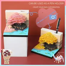 트리 하우스 3D 메모장, 달력 2024, 3D 메모 패드, 블록 메모, 사무실 종이 메모, 크리스마스 생일 선물