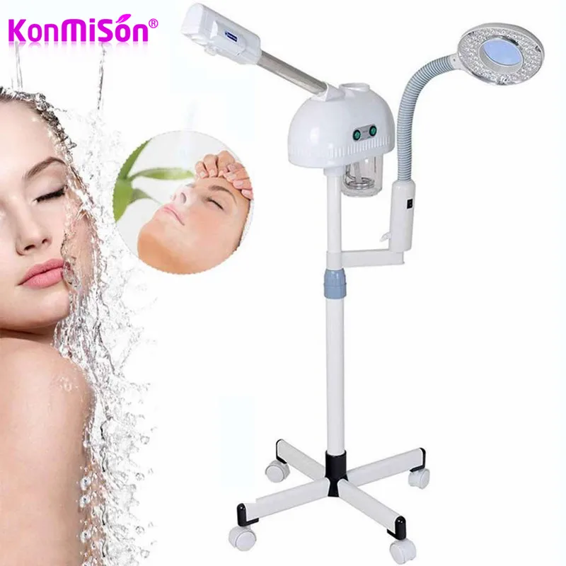 2 in 1 Hot and Cold Facial Steamer With 5X Magnifying Lamp Hot Mist Face Sprayer Humidifier For Home Salon Skin Cleaning contact lens wear magnifying mirror cosmetic mirror with suction cups portable 10x magnifying makeup mirror with led for home