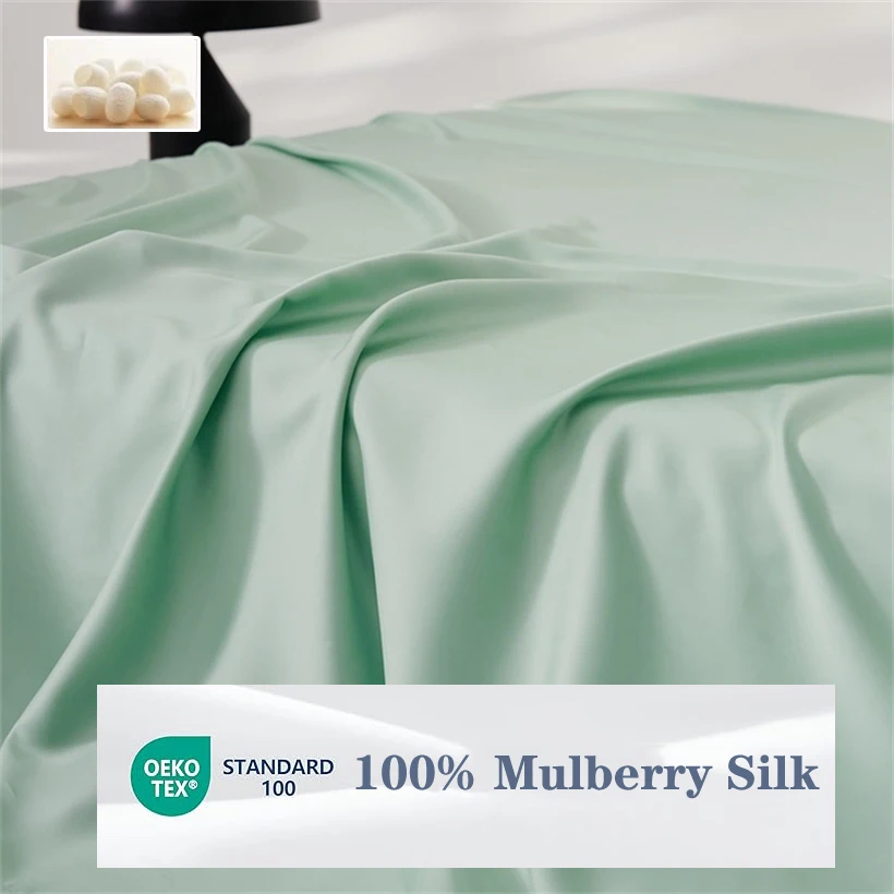 Luxurious Mulberry Silk Fitted Bed Sheet with Elastic Bands Premium Smooth Mattress Cover Non Slip Machine Washable 140/160x200 2
