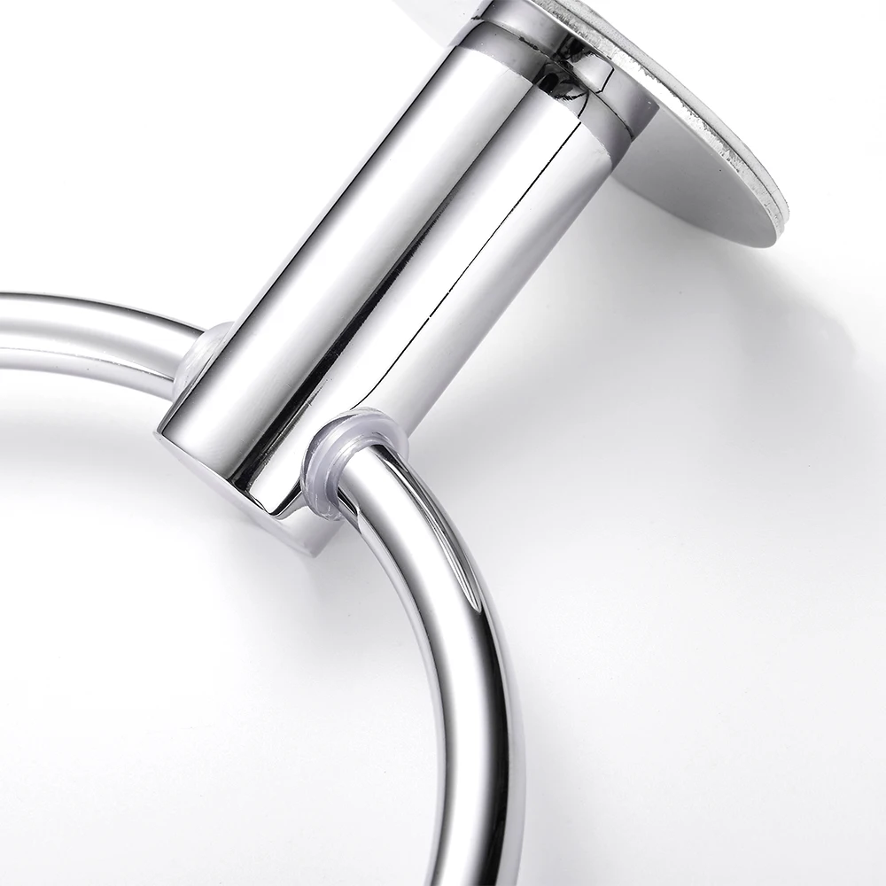 1pc Towel Ring Holder Stainless Steel Self Adhesive Modern Round Base Towel Hanger used in bathrooms, kitchens and laundry room