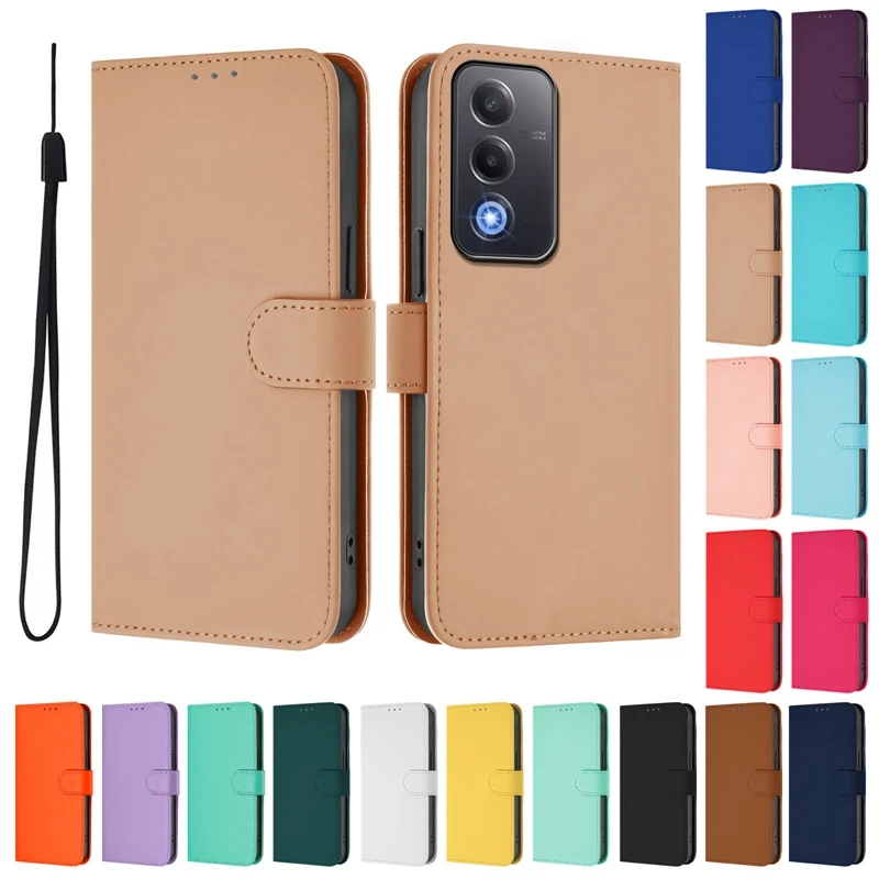 Candy Color Flip Stand Leather Phone Case - Universal Fit