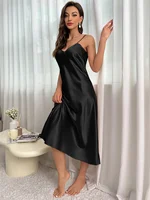 Chemise de nuit pour femmes, bretelles Spaghetti, col en V, élégante, luxe, confortable, respirante, vêtements de détente, loisirs quotidiens, Style classique 3