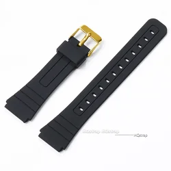 Black 18mm Soft Silicone Watch Strap - Premium Rubber Bracelet - 18mm (Softer - gold buckle)