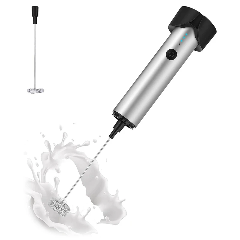

1Set Milk Frothers Handheld USB-Charge Hand Frother +2 Whisks, Manual Foam Maker For Coffee