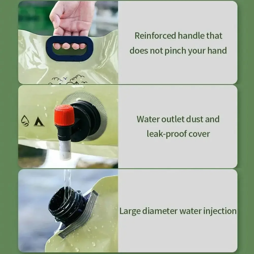 Water Bag 8L Outdoor Foldable Water Storage Bag Portable Hiking Container Bucket Pouch Camping Supplies