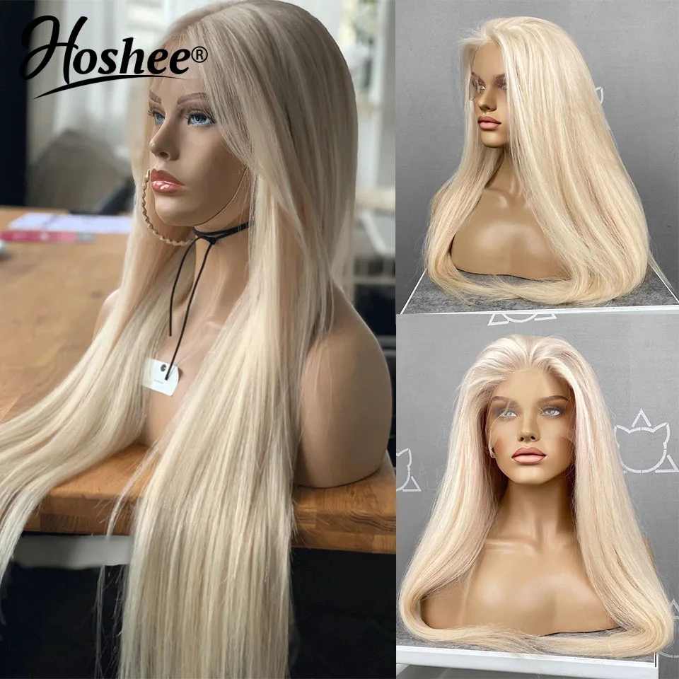 Human Hair Wig Platinum Blonde Full Lace for Cosplay