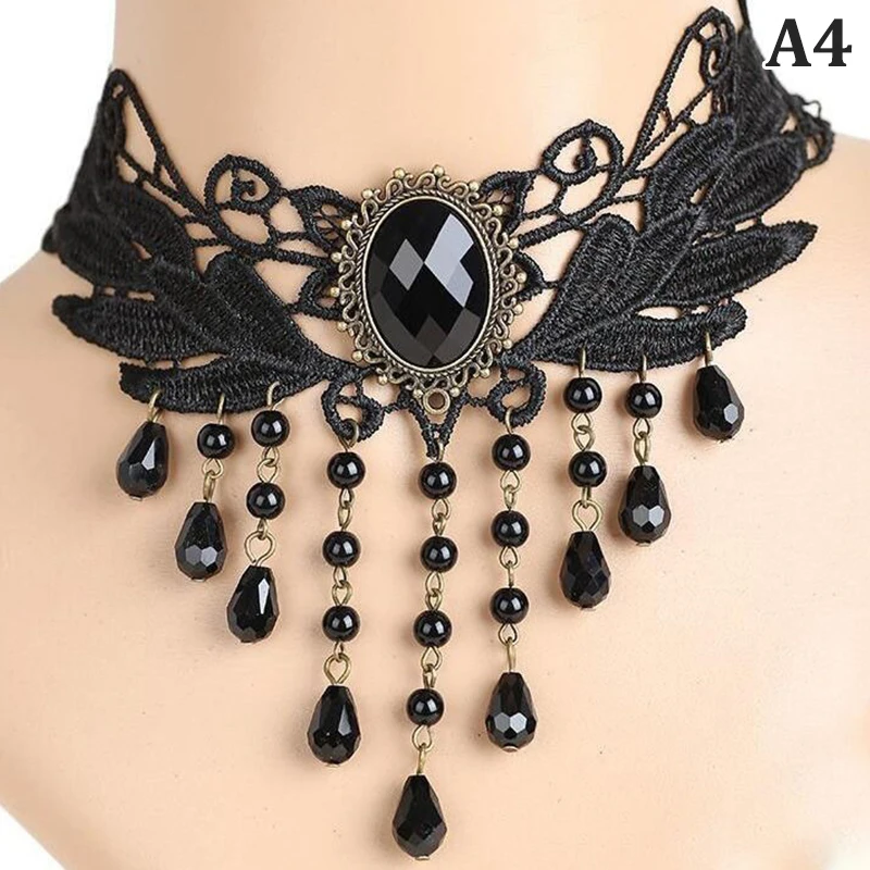 Gothic Choker Collana Con Fiore In Cera – Accessorio Gotico Per Donne E Ragazze, Per Halloween E Feste A Tema - 3