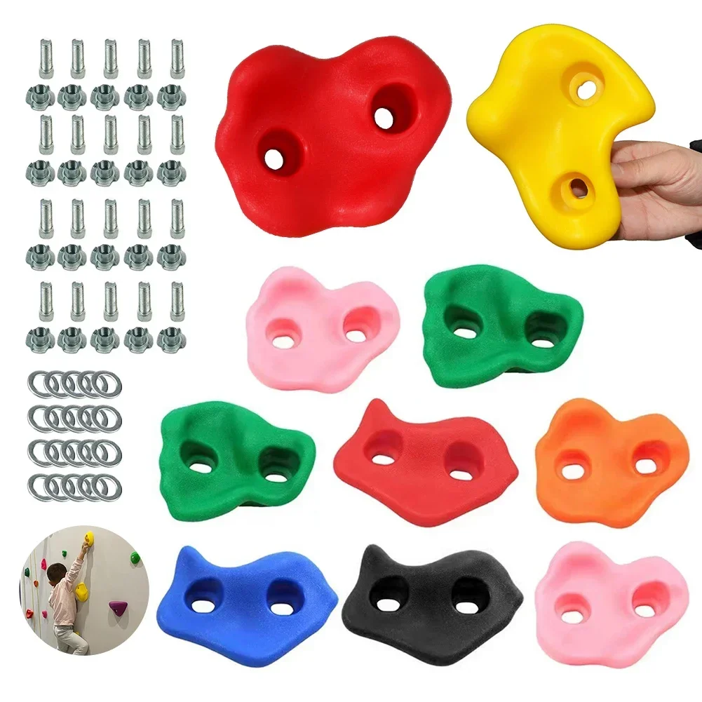 Rock Climbing Holds Wood Wall Kids Climbing Stones Toys Playground Game Hand Feet Hold Grip 10pcs/set For Kids