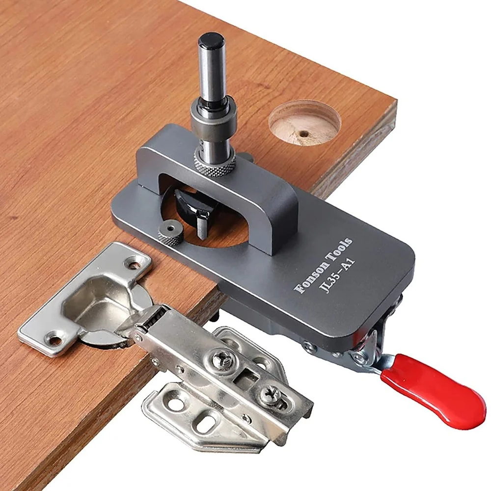 

35mm Hinge Boring Jig Kit Woodworking Hole Drilling Guide Locator Tool for Door Cabinets Woodworking DIY Carpentry