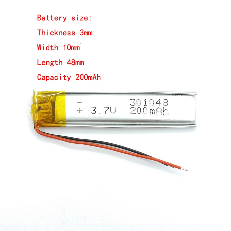 

Small Lipo Battery 301048 3.7v 200mah Lithium Polymer Battery For Bluetooth Headset Recording Pen Point Reading Electronic Stylu