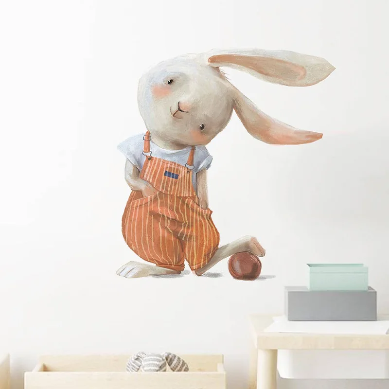 

Cartoon Funny Bunny Wall Stickers Children Girls Baby Room Background Decoration Removable Cute Pattern Home Decor Vinyl Decals