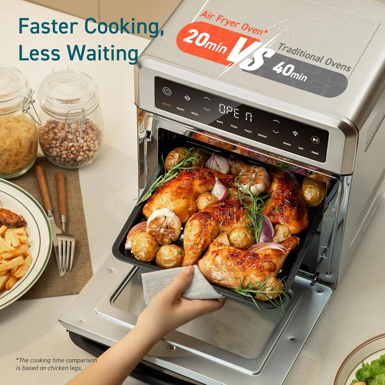 11-in-1 Air Fryer Oven , 13Qt Small Footprint Airfryer combo with Rotisserie, Toast, Bake, Roast, Reheat Functions 5
