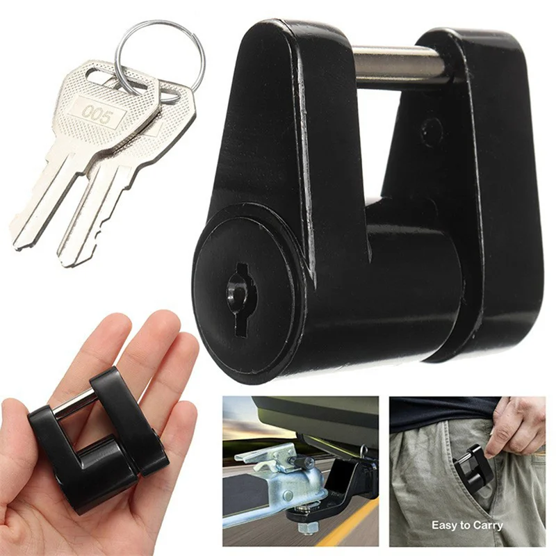 1/4" Zinc Alloy Small Trailer Lockstitch Trailer Hitch Coupler Lock For Locking Hauling Security Towing Tow Bar
