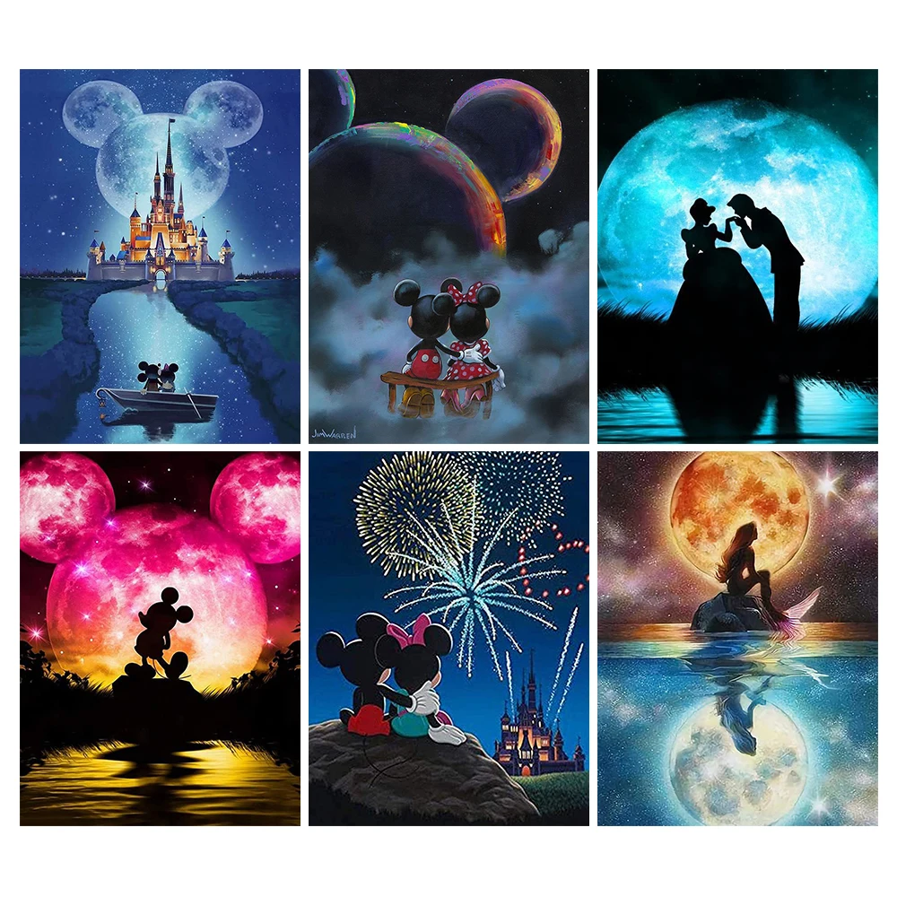 Disney 5D Diamond Painting The Little Mermaid Cross Stitch Kit Round Drill Cartoon Lilo & Stitch Ricamo Mosaic Art Home