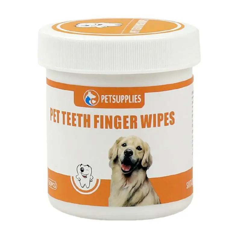 

50Pcs No-Rinse Dog Finger Wipes Toothbrush Pet Grooming Wipes, Bad Breath Eliminator, Pet Supplies For Dogs And Cats Teeth