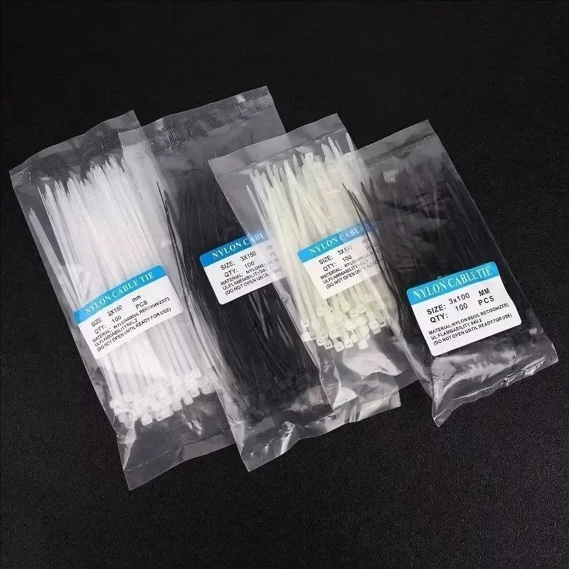 500-100Pcs Cable Tie Cable Binder Plastic Ties Outdoor Resistant Zip Ties Multi-Purpose Self-Locking Wraps Management Bundles 6